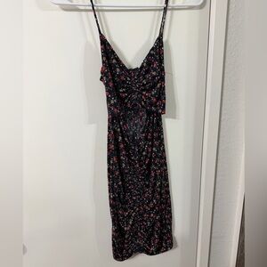 Floral Sleeveless Runched Busy Bodycon Dress